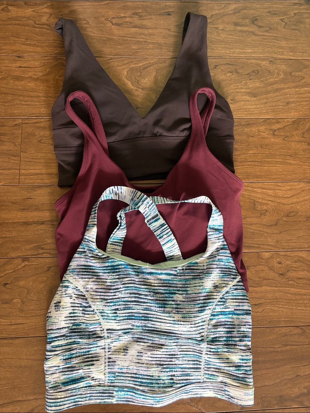 lululemon athletica Three-Piece Sports Bra Set - Burgundy, Brown & Multicolor